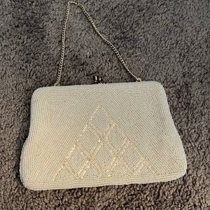 Small white beaded bag